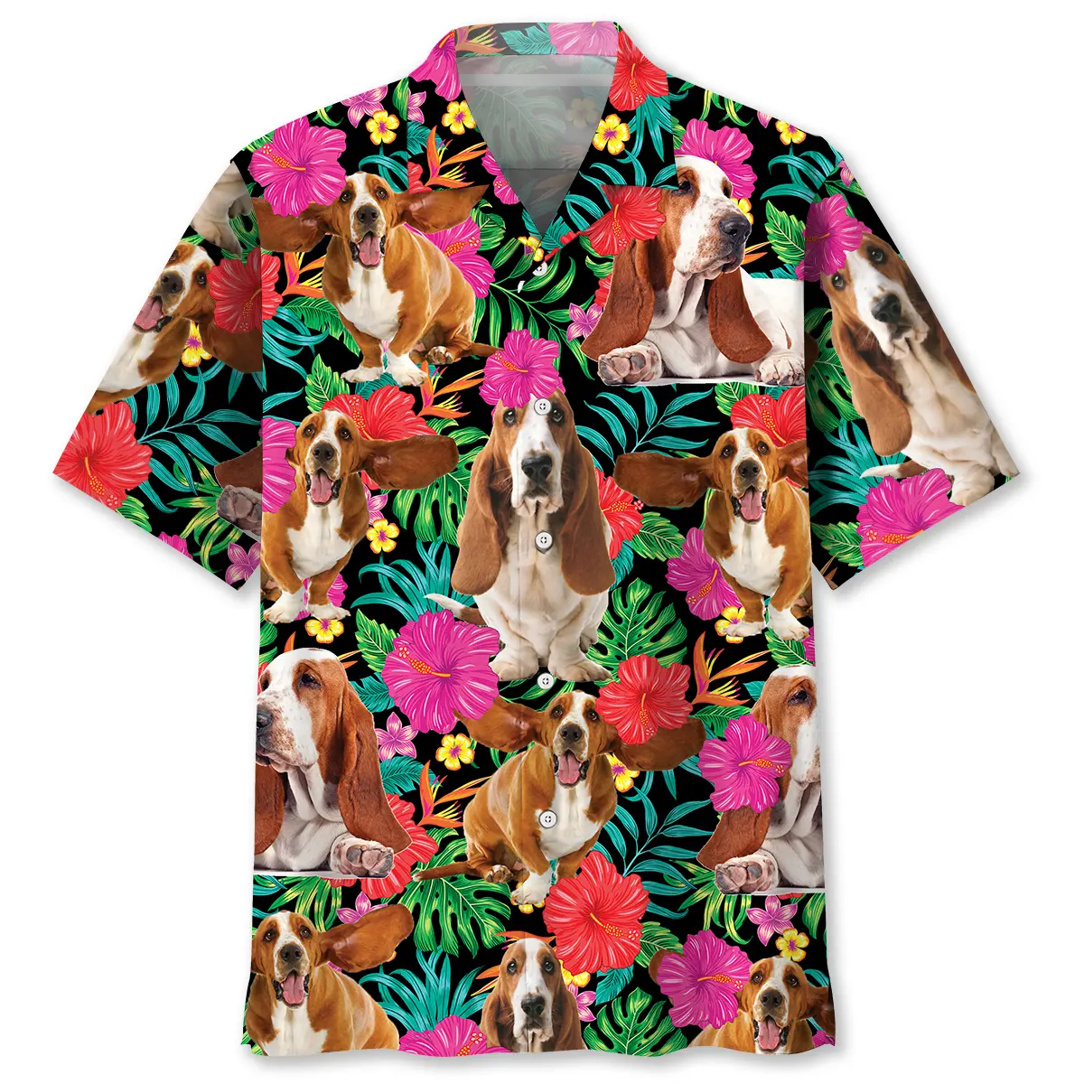 Basset Hound Flowers Hawaiian Shirt HWVB2763034 - VnBuy