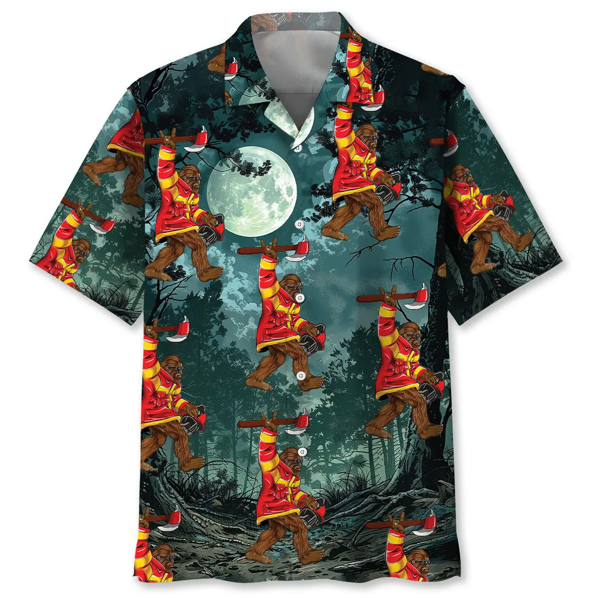 Bigfoot Firefighter Keep The Night Safe Hawaiian Shirt HWVB2763738 - VnBuy
