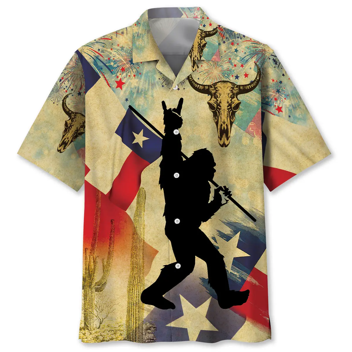 Bigfoot Texas Happy 4th July Vintage Hawaiian Shirt HWVB2764013 - VnBuy