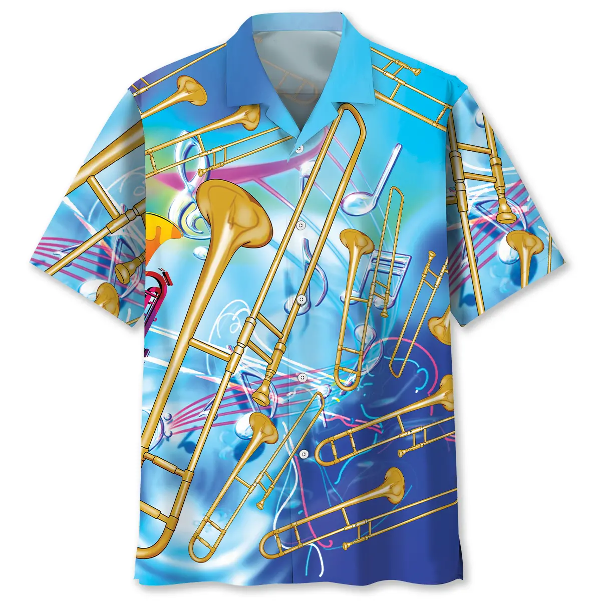 Blue Golden Trombone Hawaiian Shirt HWVB2763928 - VnBuy