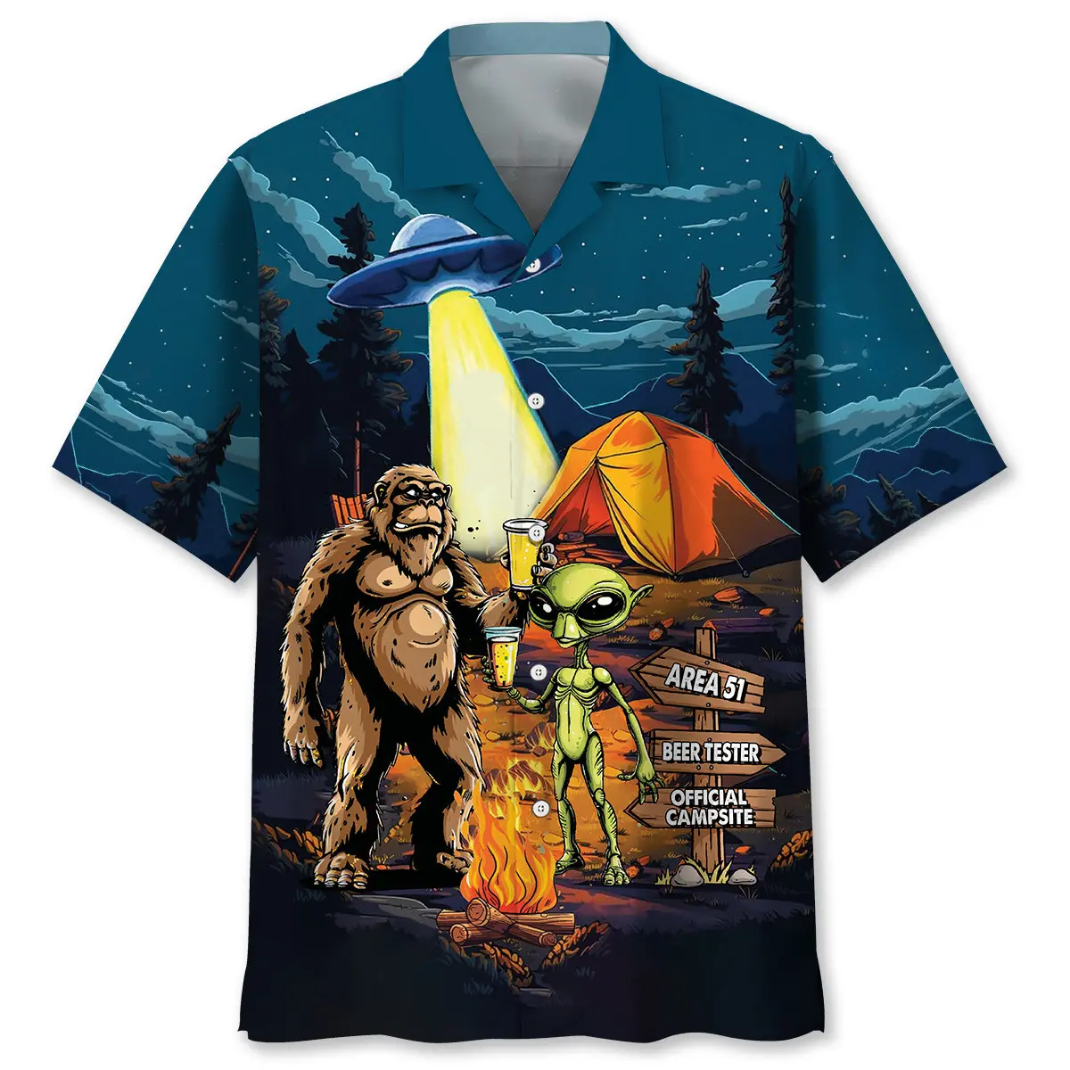 Camping Alien Bigfoot Area 51 Hawaiian Shirt HWVB2763950 - VnBuy