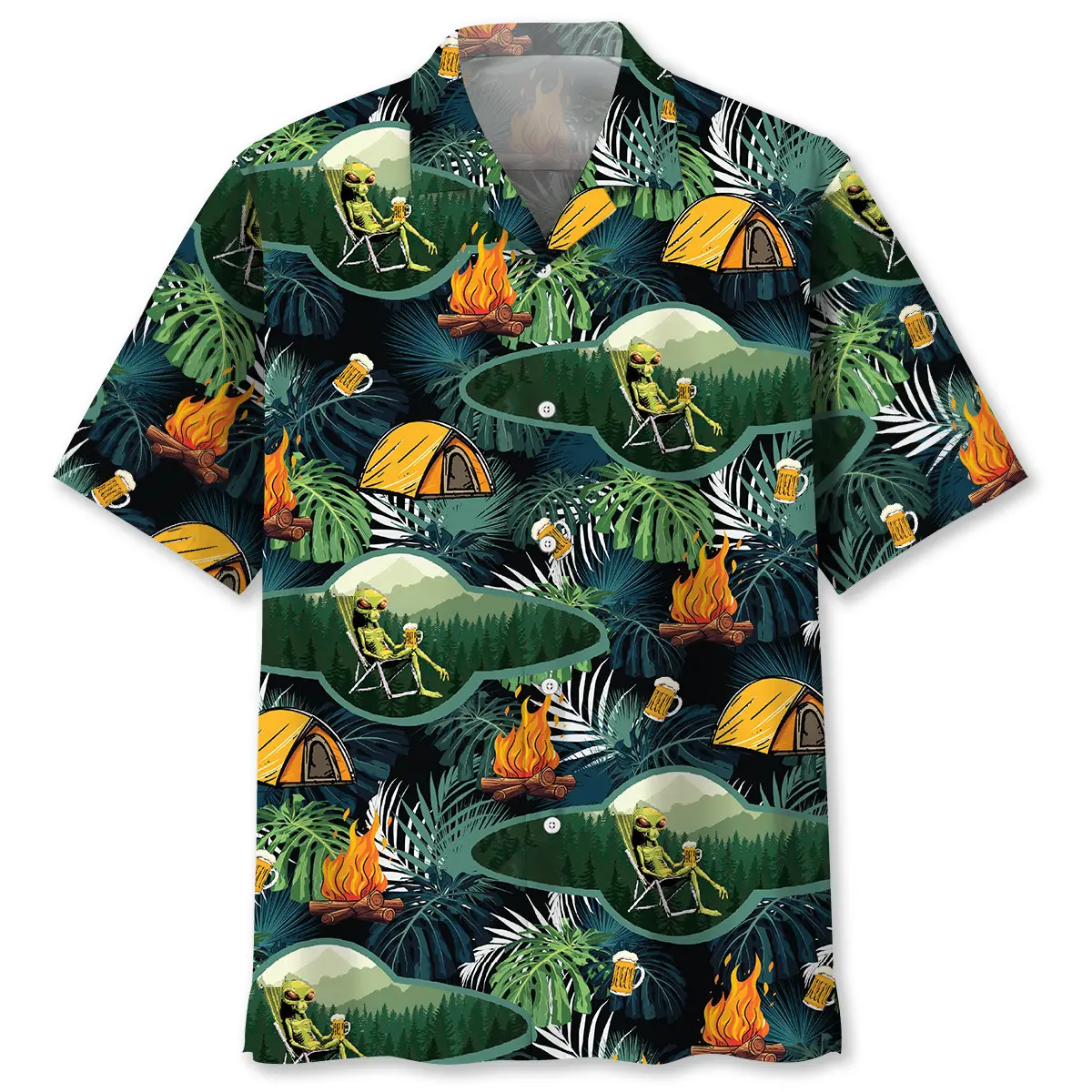 Camping Alien Chillin' Beer Hawaiian Shirt HWVB2763951 - VnBuy