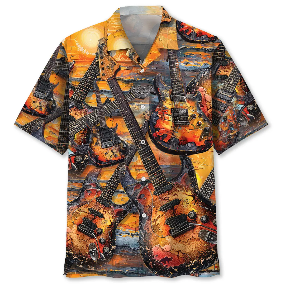 Electric Guitar Art Sunset Hawaiian Shirt HWVB2763697 - VnBuy