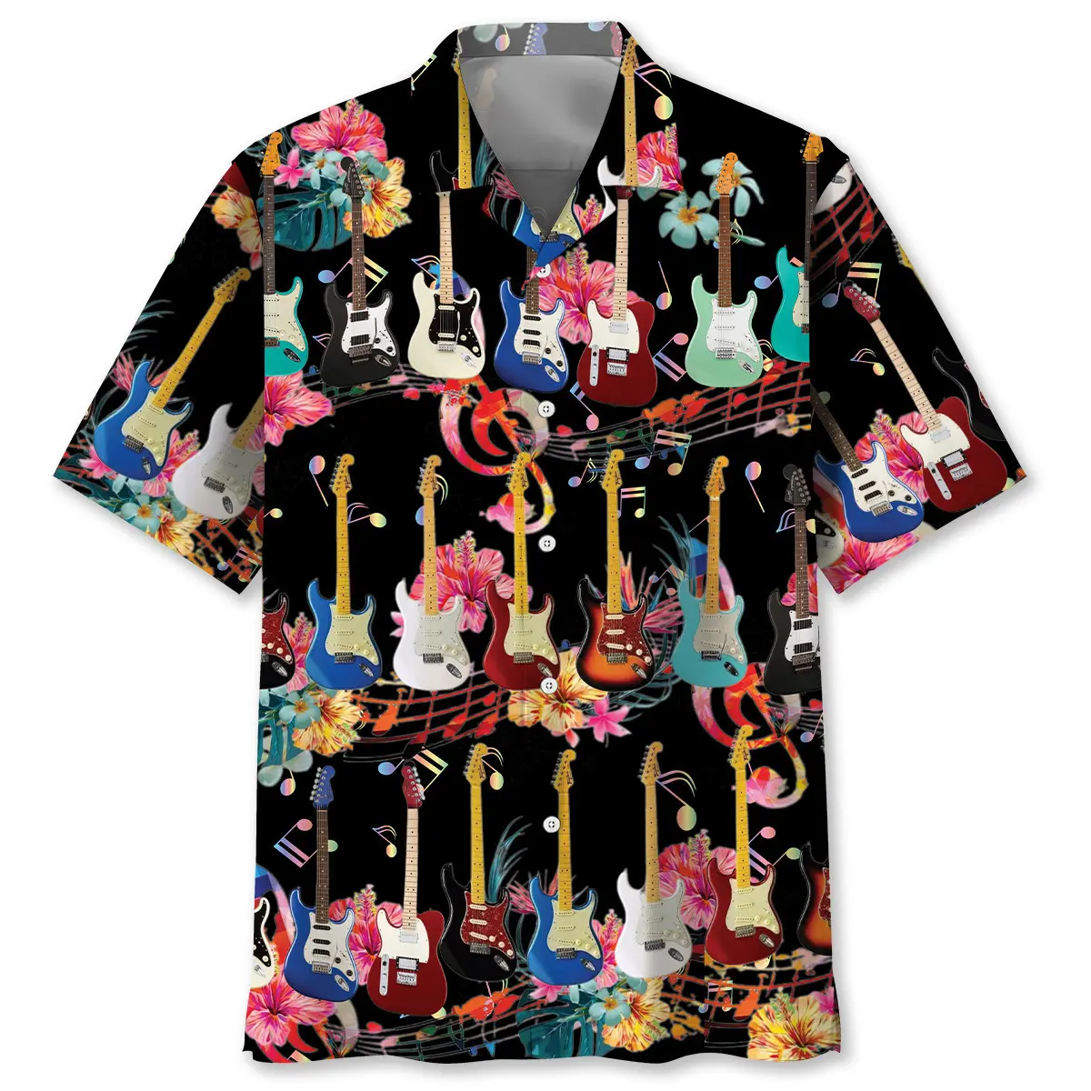 Electric Guitar Flower Hawaiian Shirt HWVB2763795 - VnBuy