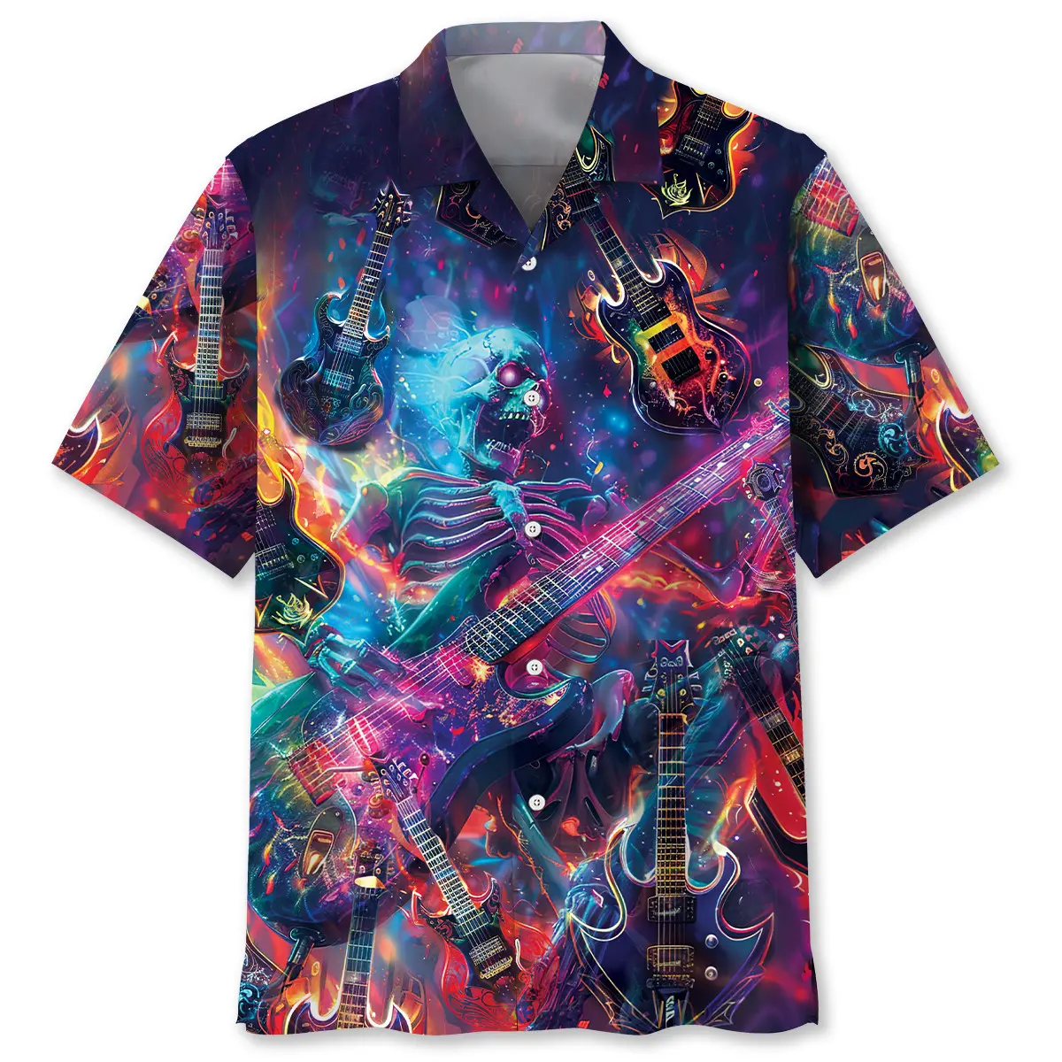 Electric Guitar Rock n Roll Skull Hawaiian Shirt HWVB2763948 - VnBuy