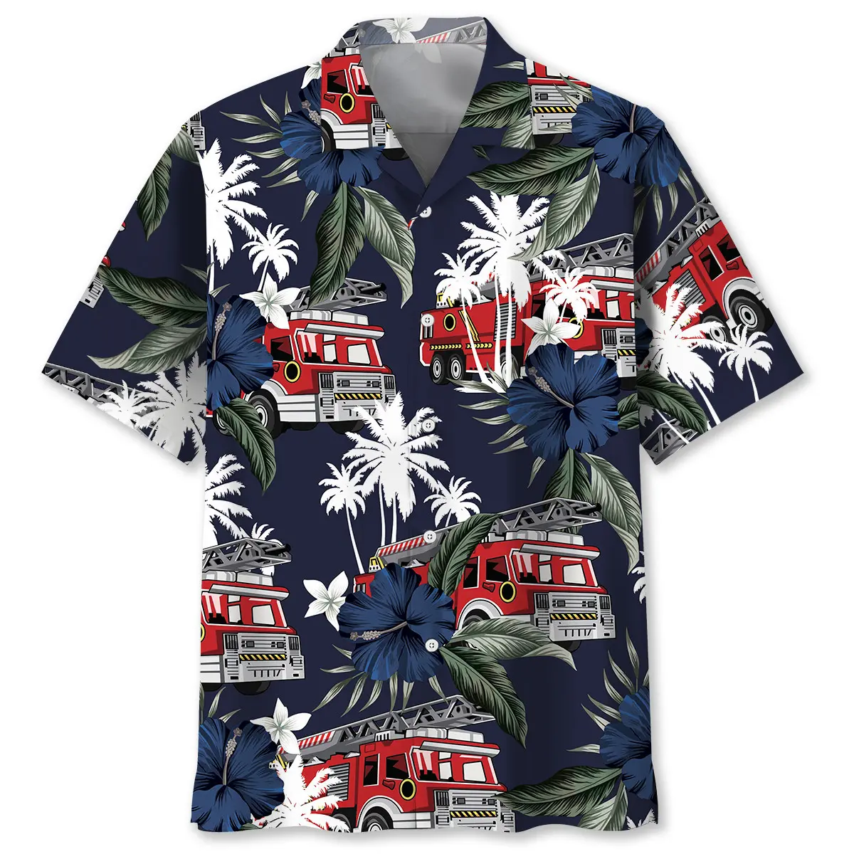Fire Truck Dark Blue Hawaiian Shirt HWVB2763704 - VnBuy