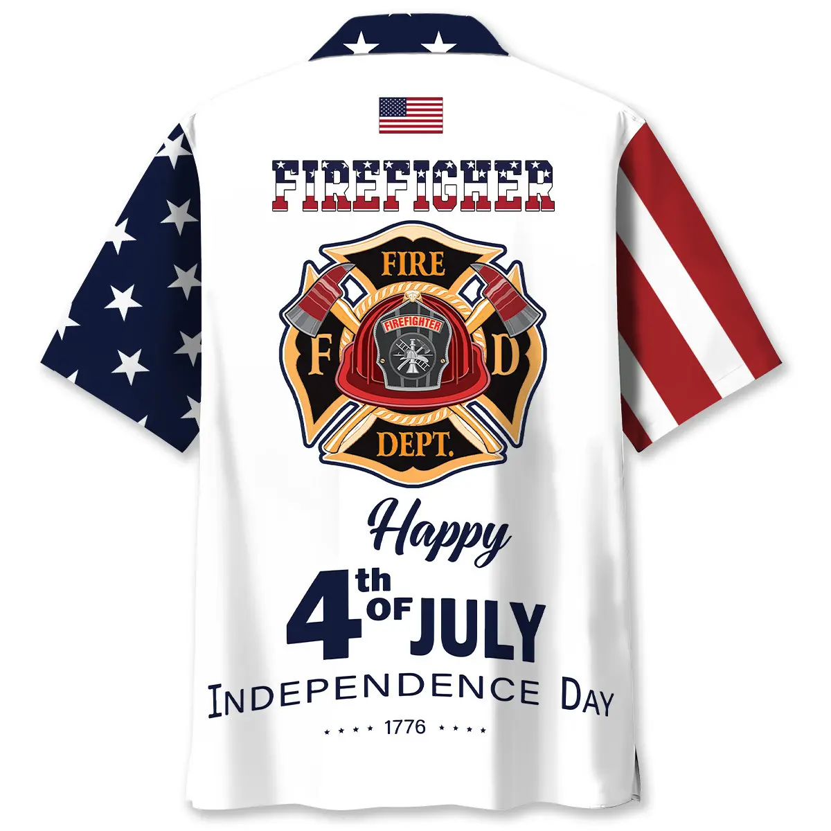 Happy 4th of July USA Firefighter Hawaiian Shirt HWVB2763961 - VnBuy