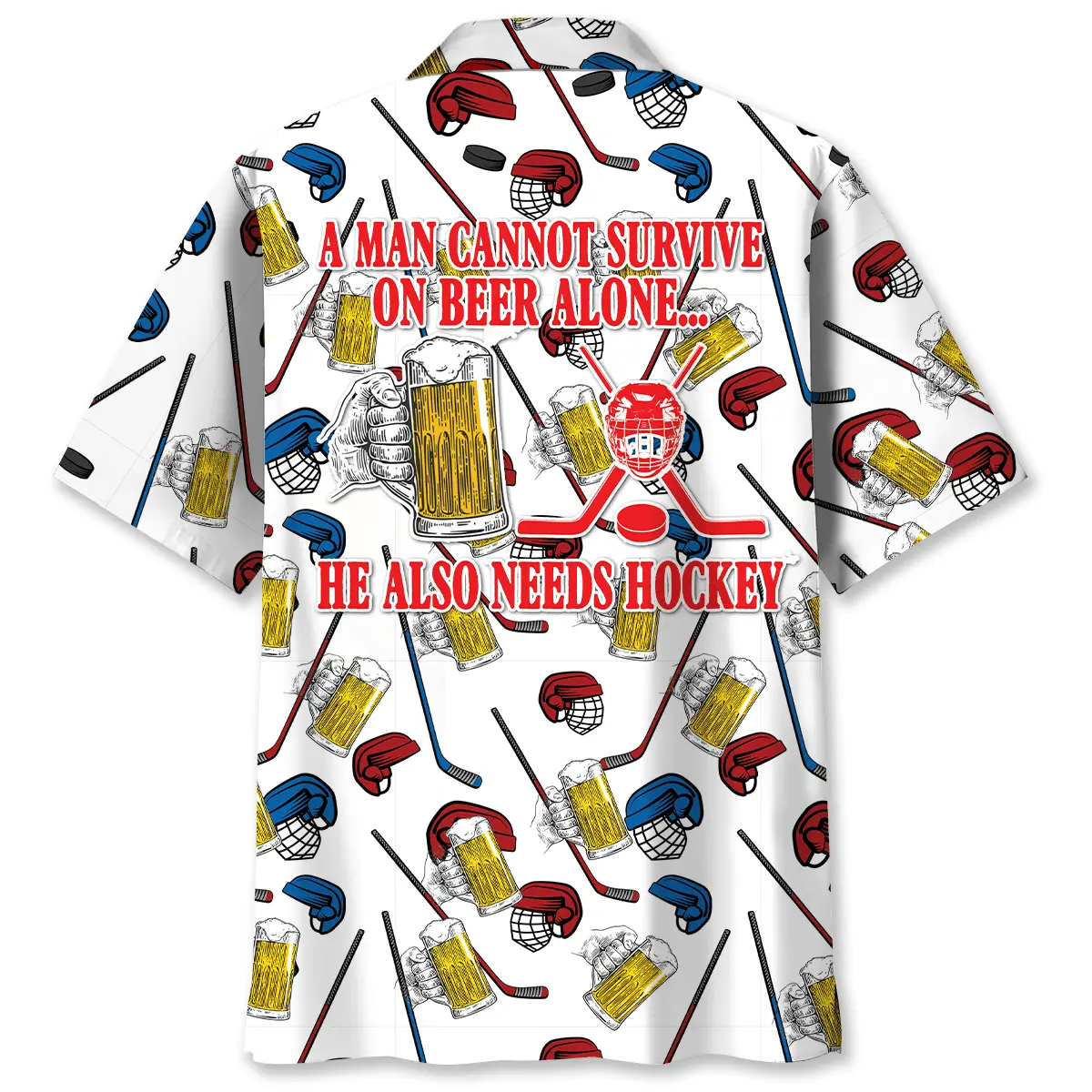 Hockey A Man Cannot Survive On Beer Alone Hawaiian Shirt HWVB2763975 - VnBuy