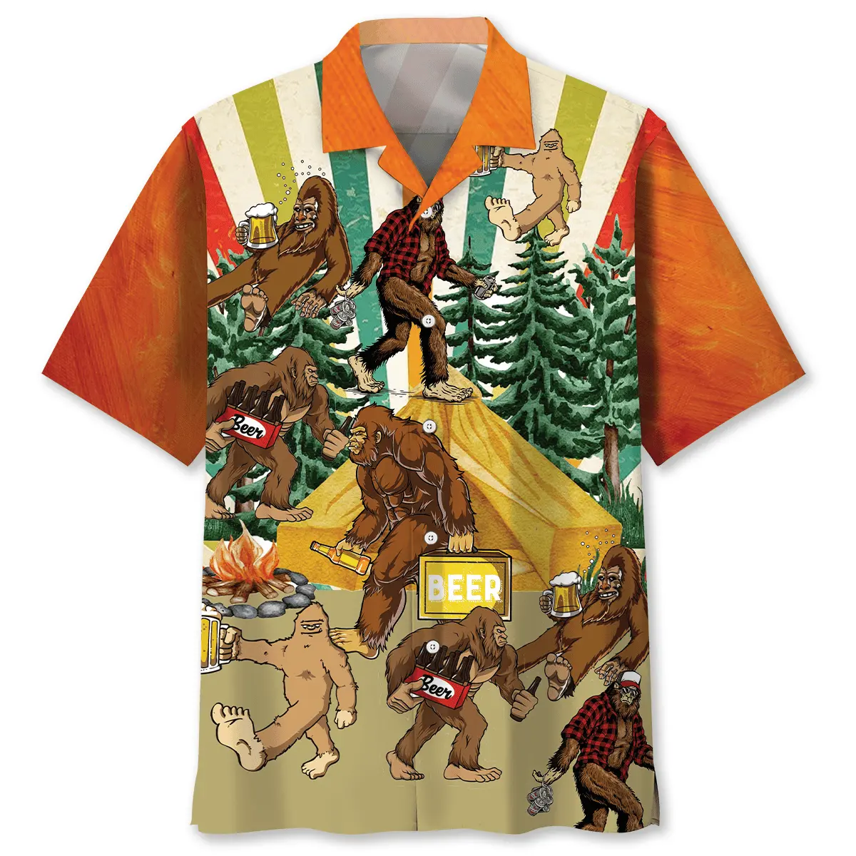 Let's Go Camping Bigfoot Beer Hawaiian Shirt HWVB2763954 - VnBuy