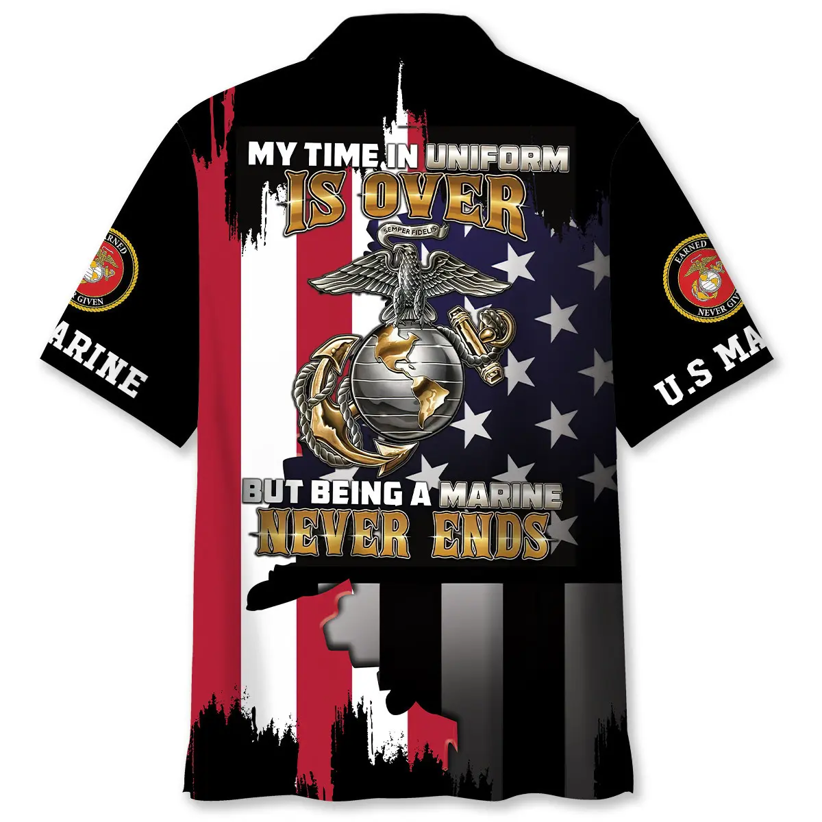 My Time In Uniform Is Over But Being A Marine Never End Hawaiian Shirt HWVB2763992 - VnBuy