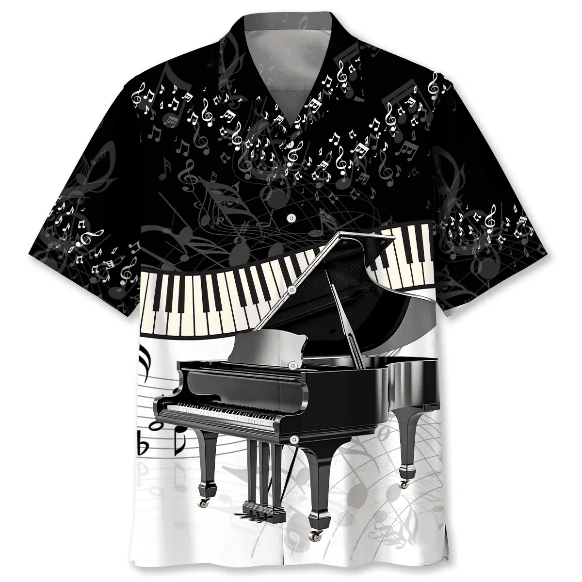 Piano Black & White Hawaiian Shirt HWVB2763940 - VnBuy
