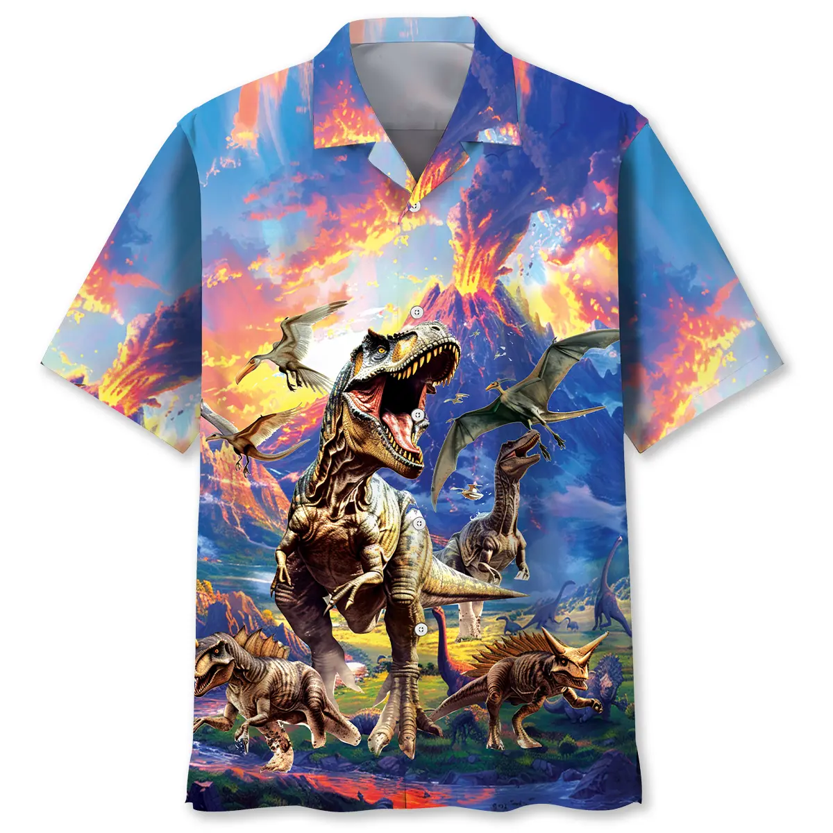 Prehistoric Dinosaur Volcano Hawaiian Shirt HWVB2763960 - VnBuy