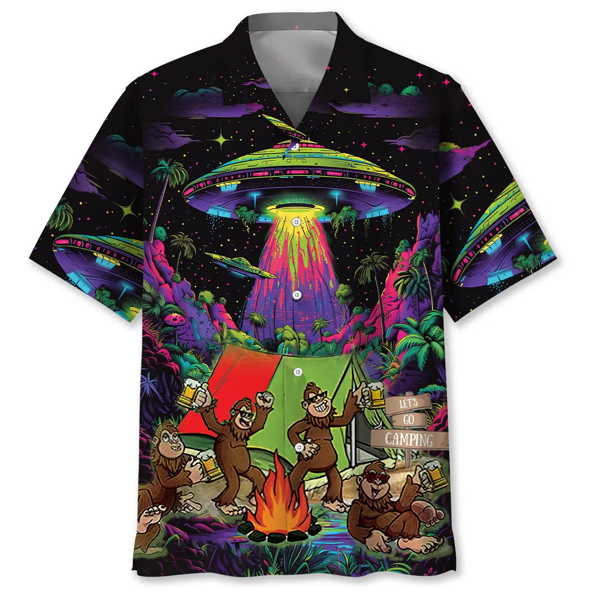 Sasquatch Night Camp Fire Drinking Hawaiian Shirt HWVB2763988 - VnBuy