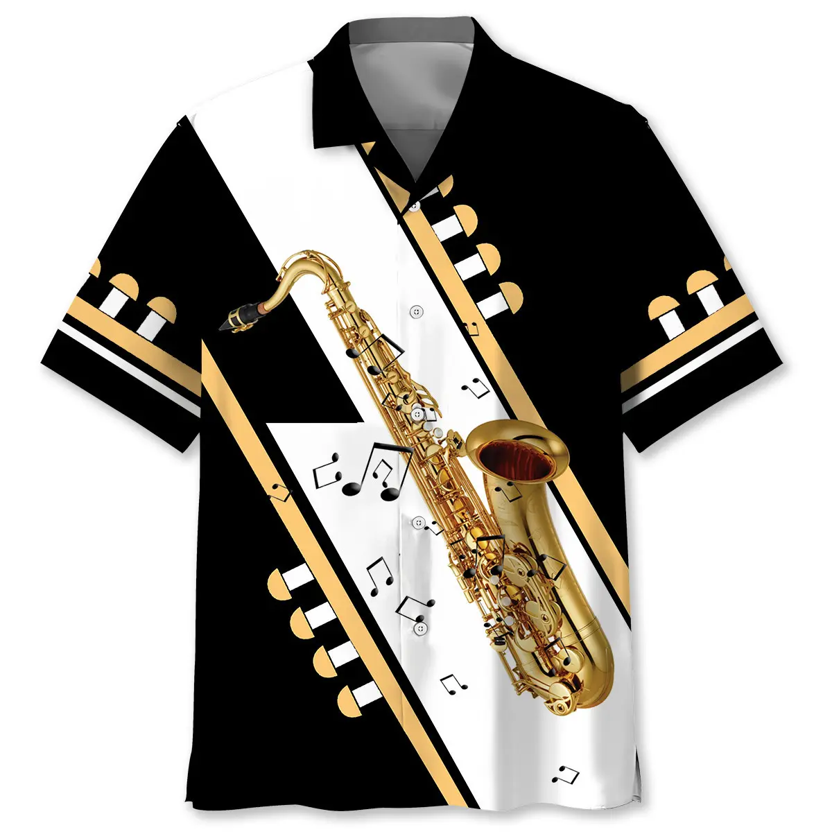 Saxophone Black White Hawaiian Shirt HWVB2763995 - VnBuy